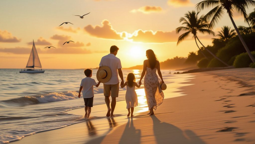 family on the beach
